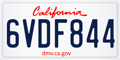 CA license plate 6VDF844
