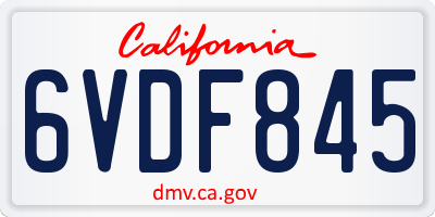 CA license plate 6VDF845