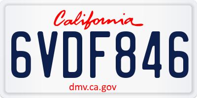CA license plate 6VDF846