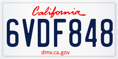 CA license plate 6VDF848