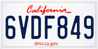CA license plate 6VDF849