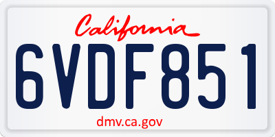 CA license plate 6VDF851