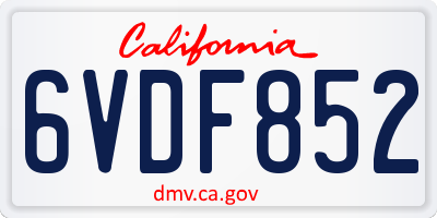 CA license plate 6VDF852