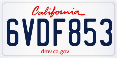 CA license plate 6VDF853