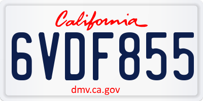 CA license plate 6VDF855