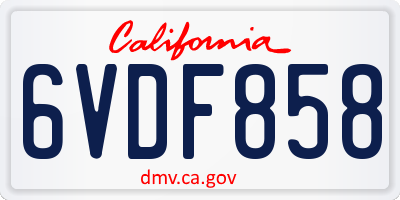CA license plate 6VDF858