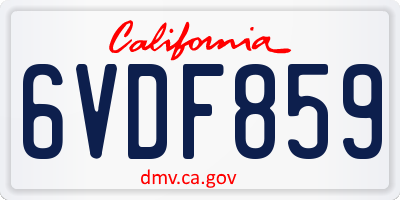 CA license plate 6VDF859