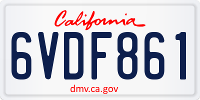 CA license plate 6VDF861