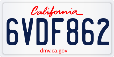 CA license plate 6VDF862