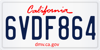 CA license plate 6VDF864
