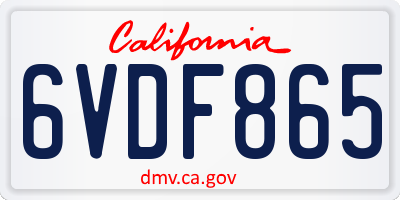 CA license plate 6VDF865