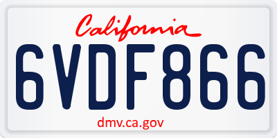 CA license plate 6VDF866
