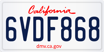CA license plate 6VDF868