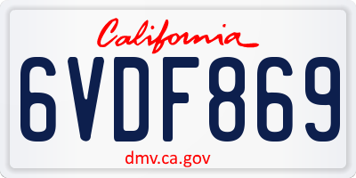 CA license plate 6VDF869