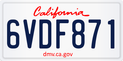 CA license plate 6VDF871