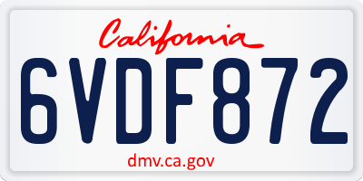 CA license plate 6VDF872