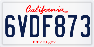 CA license plate 6VDF873