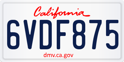 CA license plate 6VDF875