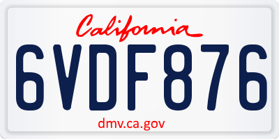 CA license plate 6VDF876