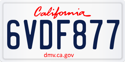 CA license plate 6VDF877