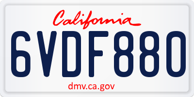 CA license plate 6VDF880