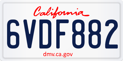 CA license plate 6VDF882