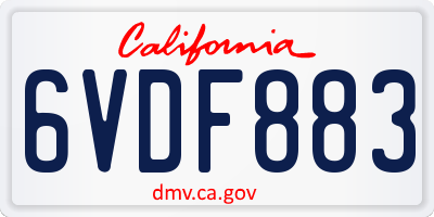 CA license plate 6VDF883