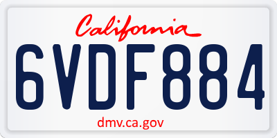 CA license plate 6VDF884