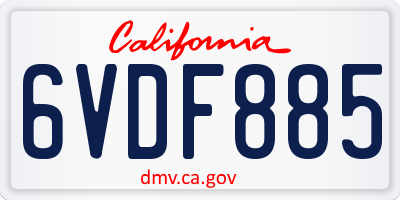 CA license plate 6VDF885