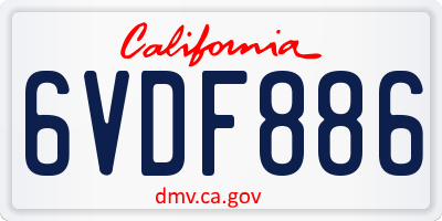 CA license plate 6VDF886