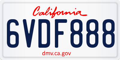CA license plate 6VDF888