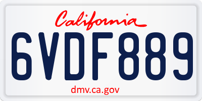 CA license plate 6VDF889