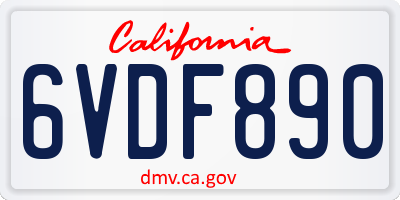 CA license plate 6VDF890