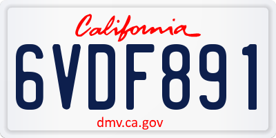 CA license plate 6VDF891