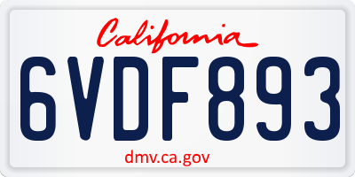 CA license plate 6VDF893