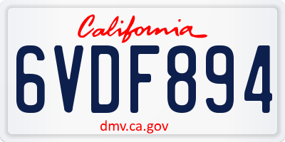 CA license plate 6VDF894
