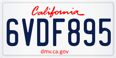 CA license plate 6VDF895