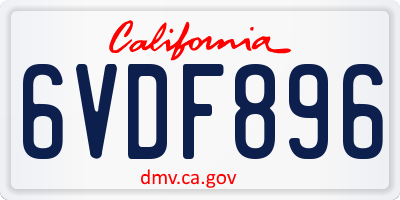 CA license plate 6VDF896