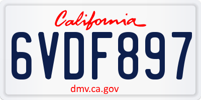 CA license plate 6VDF897