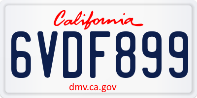CA license plate 6VDF899