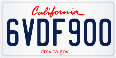 CA license plate 6VDF900