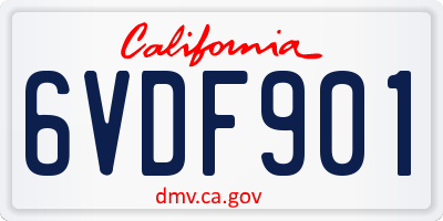 CA license plate 6VDF901