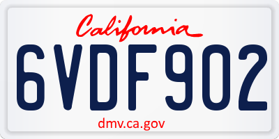 CA license plate 6VDF902