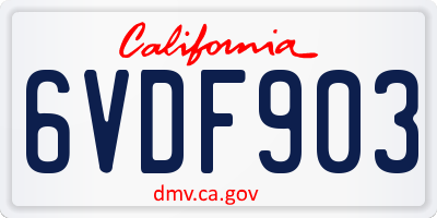 CA license plate 6VDF903