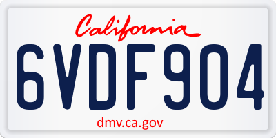 CA license plate 6VDF904