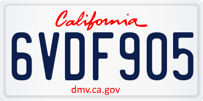 CA license plate 6VDF905