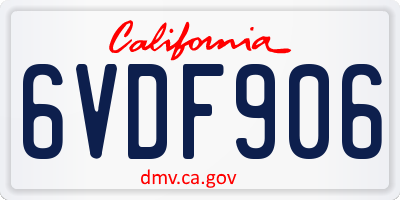 CA license plate 6VDF906