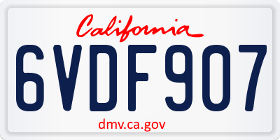 CA license plate 6VDF907