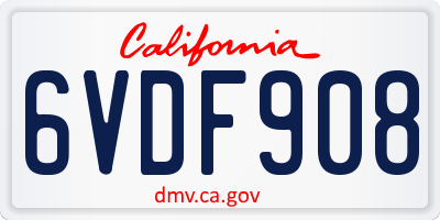 CA license plate 6VDF908