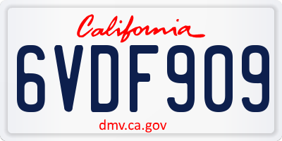 CA license plate 6VDF909
